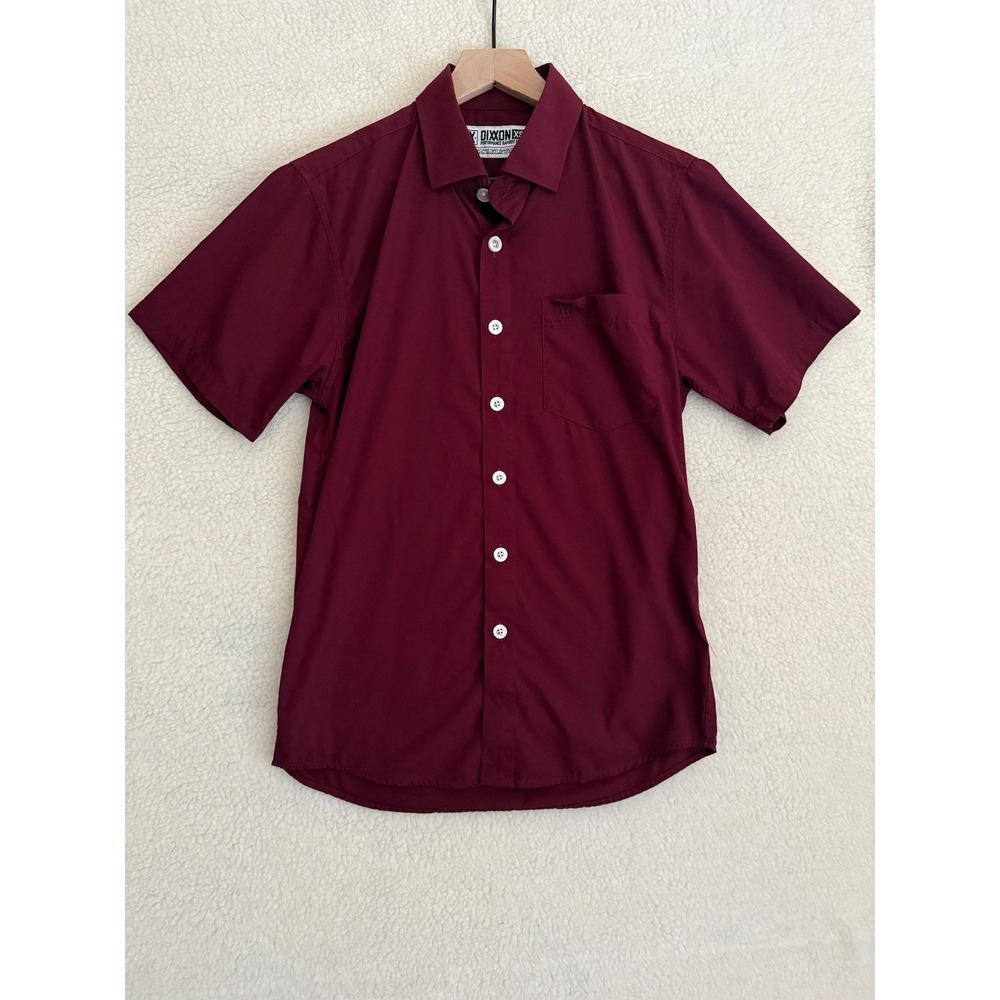 Dixxon Mens XS Red Performance Bamboo Short Sleeve Button Up Casual Shirt